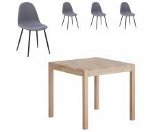 Essgruppe Ascona/Tistrup (80x80, 4 Stühle, grau-blau)
