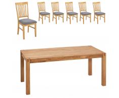 Essgruppe Royal Oak (90x180, 6 Stühle, grau)