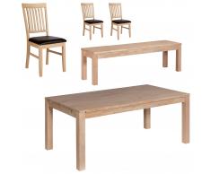 Essgruppe Nordic Oak (95x175, 3 Stühle, Bank)
