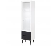 Vitrine Oslo (1 Tür, 2 Schubladen, schwarz-weiß)
