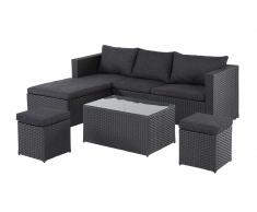 Garten-Lounge-Set Texas (4-teilig, Polyrattan, schwarz)