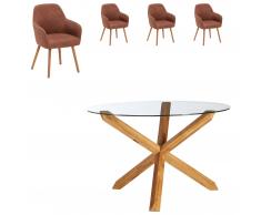Essgruppe Saskia/Toreby (75xø118,5, 4 Stühle, vintage cognac)