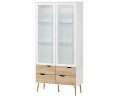 Vitrine Oslo (2 Türen, 4 Schubladen)