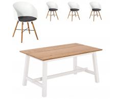 Essgruppe Holsted/Hvam (95x160, 4 Stühle, weiß)