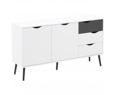 Sideboard Oslo (3 Schubladen, 2 Türen, schwarz-weiß)
