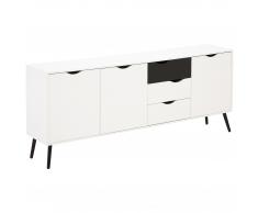 Sideboard Oslo (3 Schubladen, 3 Türen, schwarz-weiß)