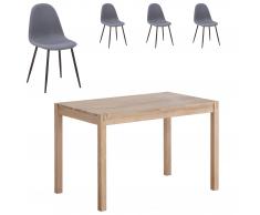 Essgruppe Ascona/Tistrup (70x115, 4 Stühle, grau-blau)