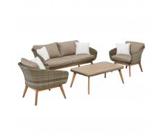Lounge-Set New York (4-teilig, Polyrattan, beige, Jutlandia)