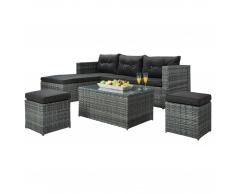 Garten-Lounge-Set Texas (4-teilig, Polyrattan, grau)