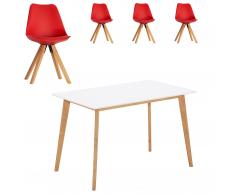 Essgruppe Blokhus (70x120, 4 Stühle, rot)