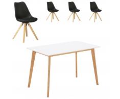 Essgruppe Blokhus (70x120, 4 Stühle, schwarz)