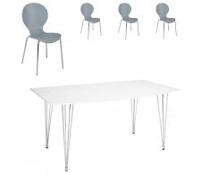 Essgruppe Fabian/ Fanny (90x160, 4 Stühle, grau)