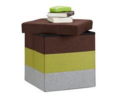 Relaxdays Polster Hocker mit Stauraum, gestreifter Sitzhocker, faltbarer Polsterhocker HBT: 38 x 38 x 38 cm, Farbmix
