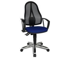 Topstar Point 60 Net, ergonomischer Bürostuhl, Schreibtischstuhl, inkl. feste Armlehnen A1, Stoff, Blau/Schwarz