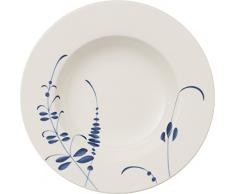 Villeroy & Boch Vieux Luxembourg Brindille Suppenteller, 24 cm, Premium Porzellan, Weiß/Blau