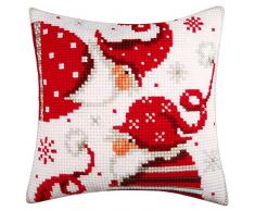 Vervaco Kreuzstichkissen Wichtel, Stickbild vorgezeichnet Kreuzstichpackung Kissen, vorbezeichnet, Baumwolle, Mehrfarbig, 40 x 40 x 0,3 cm