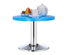 Relaxdays runder Beistelltisch HxD: 41 x 50 cm, dekorativer Materialmix Wohnzimmertisch, niedriger Kindertisch, blau