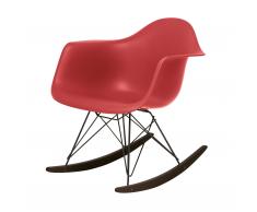 Eames Plastic Armchair RAR Schaukelstuhl oxidrot-schwarz