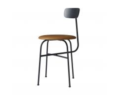 Afteroom 4-beinig Stuhl mit Sitzkissen Leder schwarz-cognac