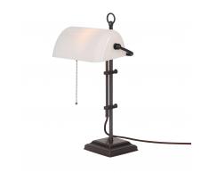 Bankers Lamp Tischleuchte messing antik - weiss