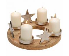 Adventskranz mit Sternen, 30x30x13cm, Holz, natur