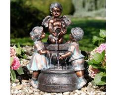 Gartenbrunnen Engelskinder, 63x38x45 cm, Polyresin, bronze