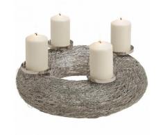 Adventskranz Silberdraht, 13x42x42 cm, Metall, silber