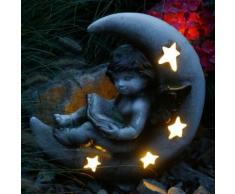 Gartenfigur Mondschein mit LED Licht, 42x28x42 cm, Fiberglas, grau