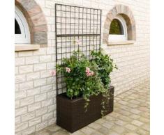 Outdoor-Rattan-Blumenkasten mit Rankgitter und Bewässerungssystem, rechteckig