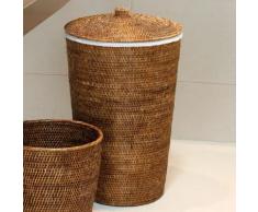 Decor Walther BASKET WB Wäschebehälter mit Leinensack rattan dunkel 0922392