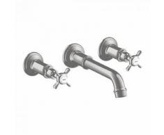 AXOR Montreux 3-Loch Waschtischarmatur für Wandmontage Ausladung: 225 mm, nickel gebürstet 16532820