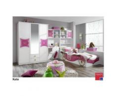 ROLLER 4-teiliges Jugendzimmer, Kinderzimmer Kate - Alpinweiß-rosa - mit Spiegel