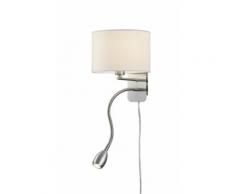 ROLLER LED-Wand-Leselampe Fabric - Nickel - Stoff, Dekostoffweiß, A++