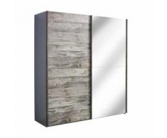 ROLLER Schwebetürenschrank, Kleiderschrank Timberstyle - graphit - 2-türig