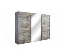 ROLLER Schwebetürenschrank, Kleiderschrank Timberstyle - graphit - 3-türig