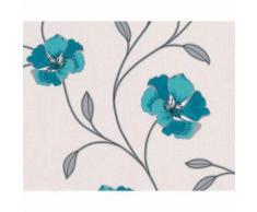 ROLLER Tapete, Vinyltapete - Blumen - Türkis - 10,05 x 0,53 m