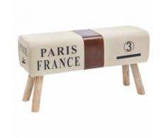 ROLLER Sitzhocker, Sitzwürfel Canvas - beige-braun - Mango massiv
