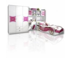 ROLLER 4-teiliges Jugendzimmer, Kinderzimmer Kate - Alpinweiß-rosa