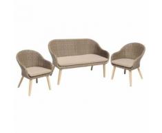 ROLLER 3-teilige Garten-Sitzgruppe, Gartengarnitur Pueblo - anisbraun-taupe - mit Kissen