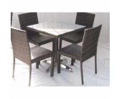 SIVIGLIA - TISCH 60X60 und 70x70 MIT BASIS UND STRUKTUR AUS ALUMINIUM WIE RATTAN - Schwarz, 60 x 60