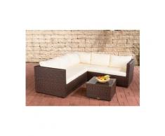 CLP Poly-Rattan Lounge-Set LIBERI, Aluminium-Gestell (3er Sofa + 2er Sofa + Tisch 55 x 55 cm + 9 cm Polster / Kissen)