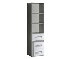 Easy Möbel (DM) Jugendzimmer - Regal Oskar 05, Farbe: Anthrazit / Weiß - 192 x 50 x 40 cm (H x