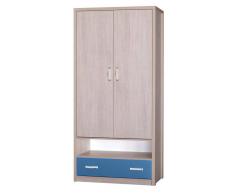 Easy Möbel (MB) Jugendzimmer - Drehtürenschrank / Kleiderschrank Tobias 01, Farbe: Braun / Blau