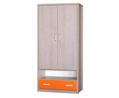 Easy Möbel (MB) Jugendzimmer - Drehtürenschrank / Kleiderschrank Tobias 01, Farbe: Braun / Oran
