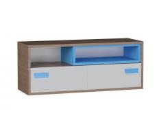 Easy Möbel (VA) Jugendzimmer - TV-Unterschrank Michael 05, Farbe: Eiche Braun / Grau / Blau - 40