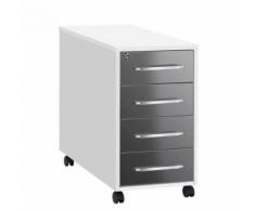 Rollcontainer in Weiß Grau abschließbar