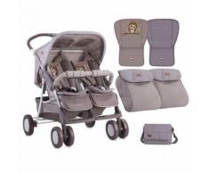 Lorelli Zwillingskinderwagen TWIN Einhand-Klappsystem, Wickeltasche Fu