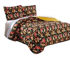 Dada Bettwäsche Kollektion elegante Ringelblume s Garden Quilt Patchwork Tagesdecke, Wendedecke, Set, Floral, bunten gelb & braun, 2–3-teilig., Polyester-Mischgewebe, multi, Twin