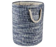 DII geflochtener Papierkorb oder -Korb, zusammenklappbar und praktisch für Zuhause, für Schlafzimmer, Badezimmer Rund Small Round Nautical Blue