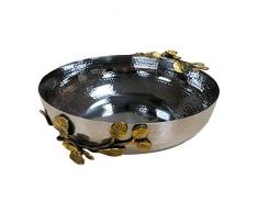 Decozen Obstständer, 2 Etagen, glänzende Teller und Orchideenblume, dekorativer Griff für Obst und Kuchen, für Küche und Esstisch, dekorative Obstablett Design-31